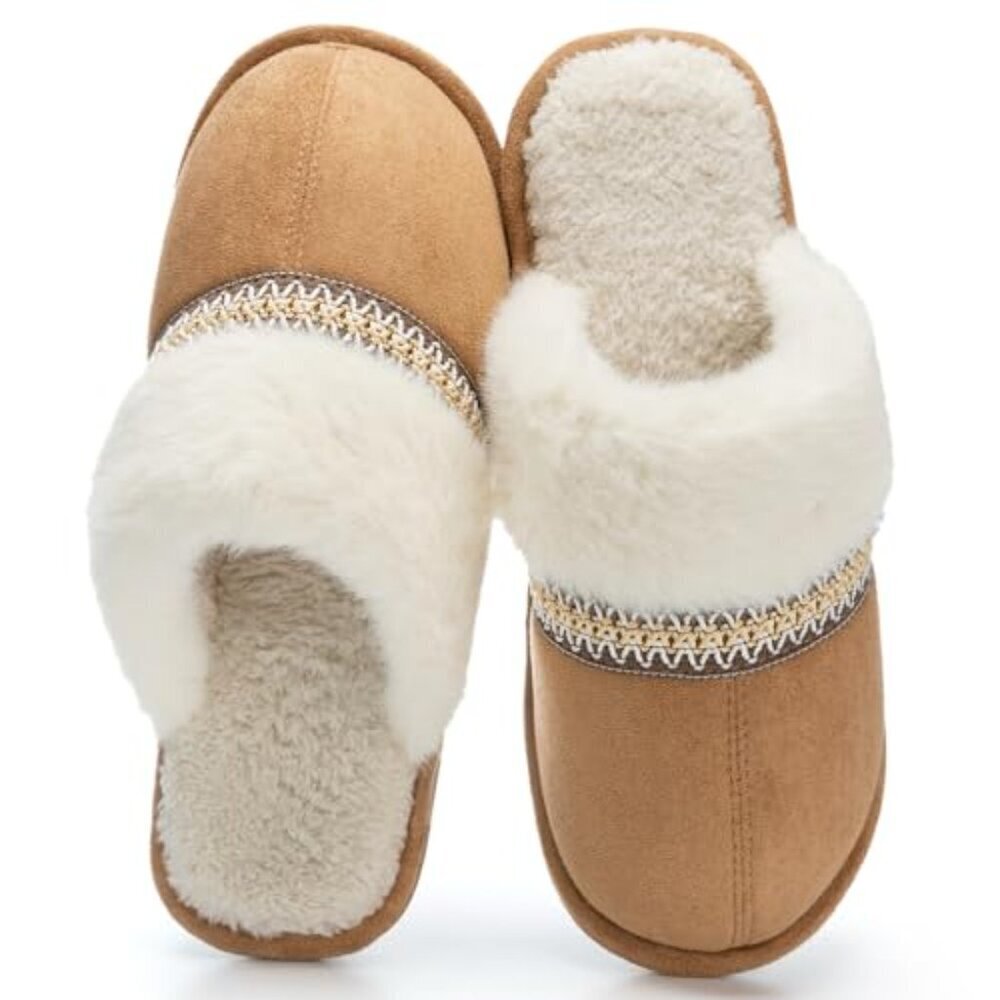 Women's Cozy Memory Foam Slippers, Anti-Skid Sole, Faux Fur, Slip-On - Picture 2 of 8